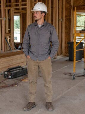 Men’s Gray Long Sleeve Industrial Utility Work Shirt Small Short NWT